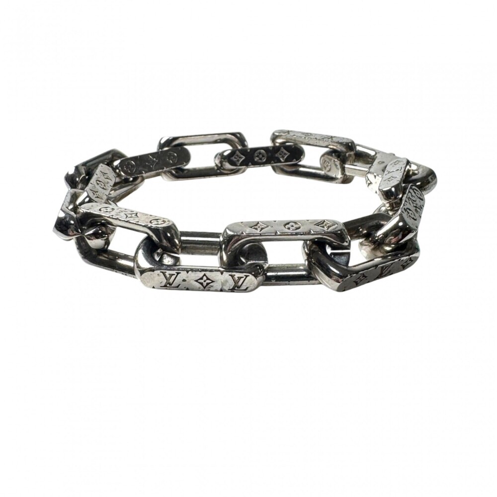 LOUIS VUITTON Silver Monogram Charm Bracelet